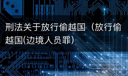 刑法关于放行偷越国（放行偷越国(边境人员罪）
