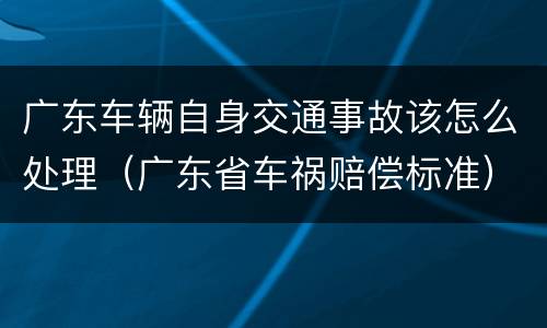 广东车辆自身交通事故该怎么处理（广东省车祸赔偿标准）
