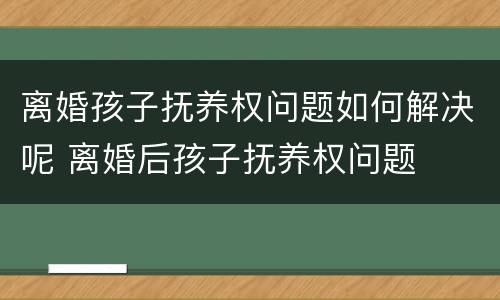离婚孩子抚养权问题如何解决呢 离婚后孩子抚养权问题