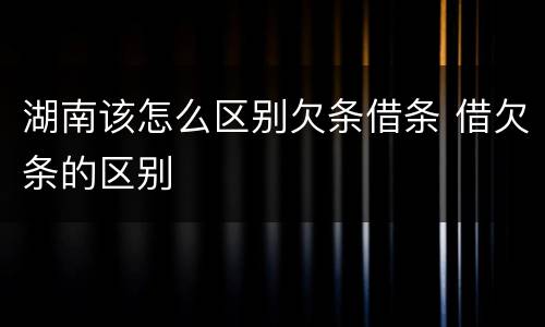 湖南该怎么区别欠条借条 借欠条的区别