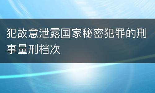 犯故意泄露国家秘密犯罪的刑事量刑档次