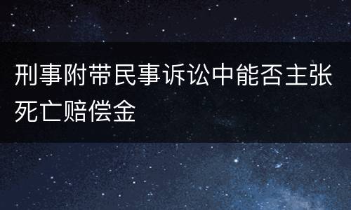 刑事附带民事诉讼中能否主张死亡赔偿金
