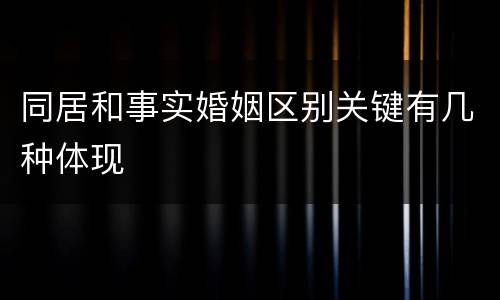 同居和事实婚姻区别关键有几种体现