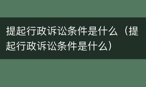 提起行政诉讼条件是什么（提起行政诉讼条件是什么）