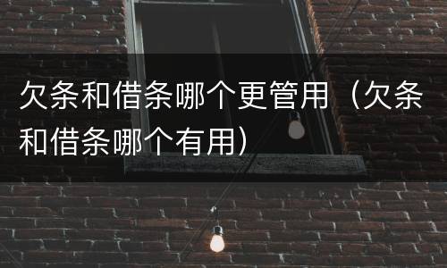 欠条和借条哪个更管用（欠条和借条哪个有用）