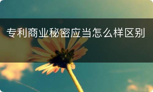 专利商业秘密应当怎么样区别