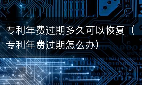 专利年费过期多久可以恢复（专利年费过期怎么办）