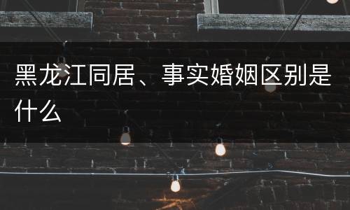 黑龙江同居、事实婚姻区别是什么