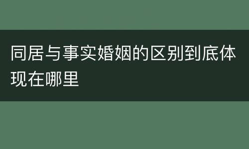 同居与事实婚姻的区别到底体现在哪里