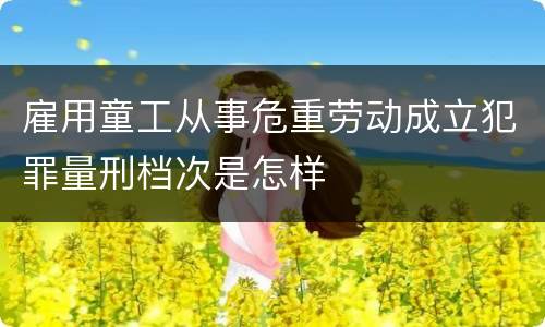 雇用童工从事危重劳动成立犯罪量刑档次是怎样
