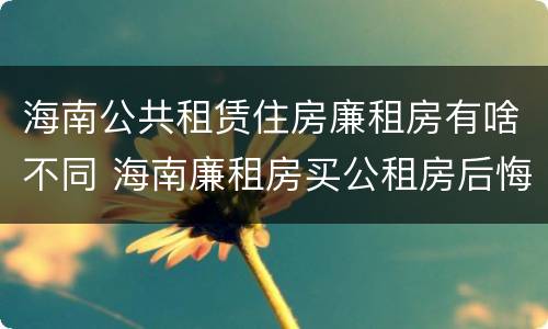 海南公共租赁住房廉租房有啥不同 海南廉租房买公租房后悔了