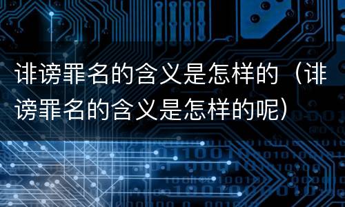 诽谤罪名的含义是怎样的（诽谤罪名的含义是怎样的呢）