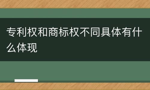 专利权和商标权不同具体有什么体现