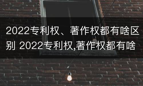 2022专利权、著作权都有啥区别 2022专利权,著作权都有啥区别呢