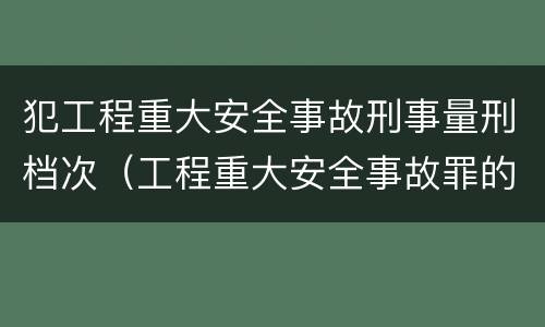 犯工程重大安全事故刑事量刑档次（工程重大安全事故罪的犯罪主体是哪些）