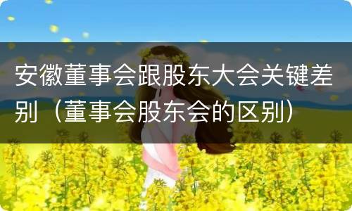 安徽董事会跟股东大会关键差别（董事会股东会的区别）
