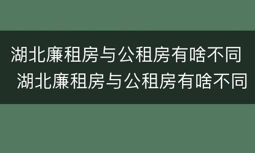 湖北廉租房与公租房有啥不同 湖北廉租房与公租房有啥不同吗