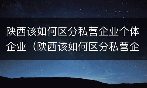 陕西该如何区分私营企业个体企业（陕西该如何区分私营企业个体企业和企业）