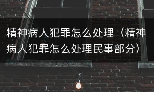 精神病人犯罪怎么处理（精神病人犯罪怎么处理民事部分）