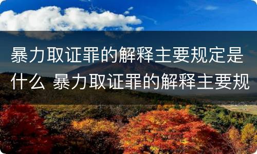 暴力取证罪的解释主要规定是什么 暴力取证罪的解释主要规定是什么