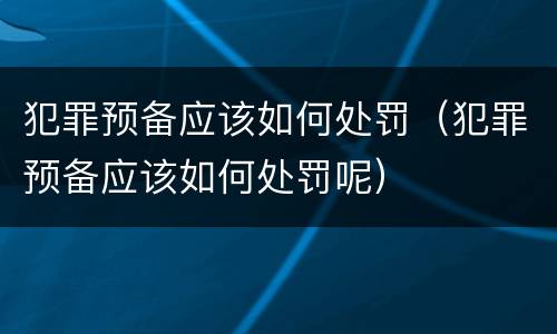 犯罪预备应该如何处罚（犯罪预备应该如何处罚呢）