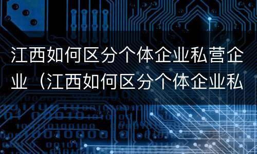 江西如何区分个体企业私营企业(江西如何区分个体企业私营企业和国企)