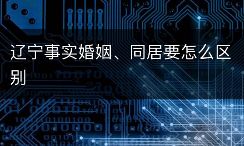 辽宁事实婚姻、同居要怎么区别