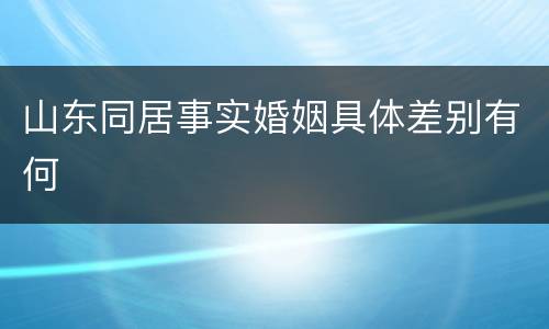 山东同居事实婚姻具体差别有何