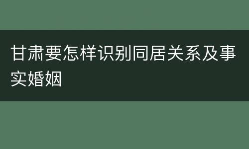 甘肃要怎样识别同居关系及事实婚姻
