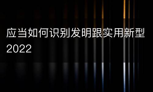 应当如何识别发明跟实用新型2022