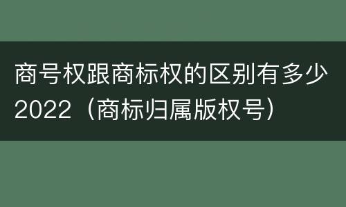 商号权跟商标权的区别有多少2022（商标归属版权号）