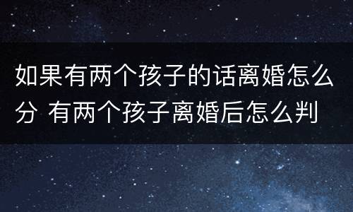 如果有两个孩子的话离婚怎么分 有两个孩子离婚后怎么判