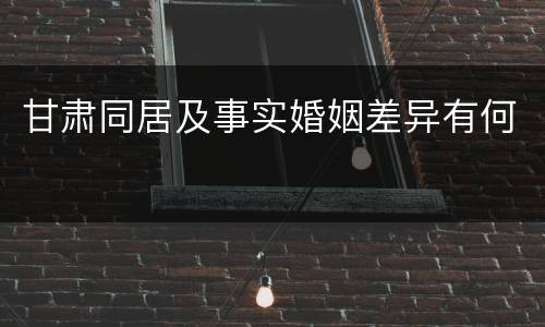 甘肃同居及事实婚姻差异有何