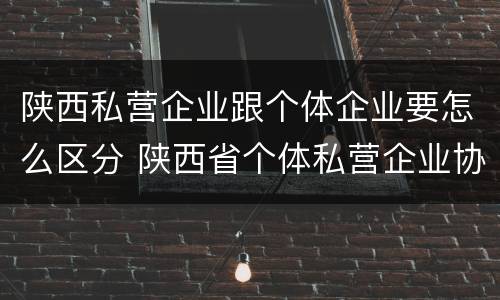 陕西私营企业跟个体企业要怎么区分 陕西省个体私营企业协会