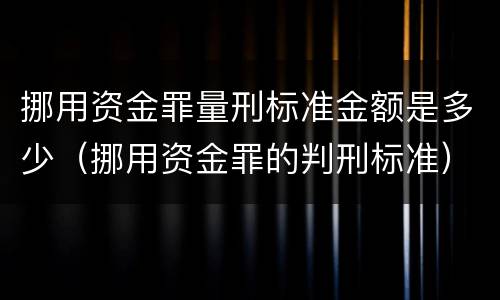 挪用资金罪量刑标准金额是多少（挪用资金罪的判刑标准）