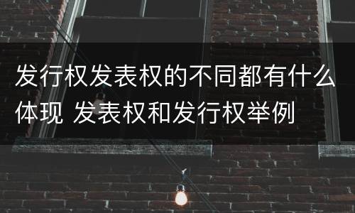 发行权发表权的不同都有什么体现 发表权和发行权举例