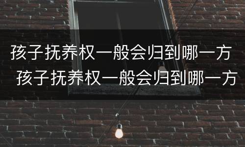 孩子抚养权一般会归到哪一方 孩子抚养权一般会归到哪一方抚养