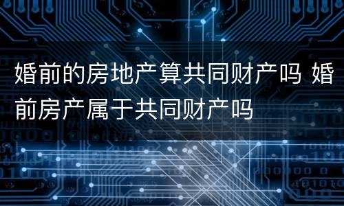 婚前的房地产算共同财产吗 婚前房产属于共同财产吗