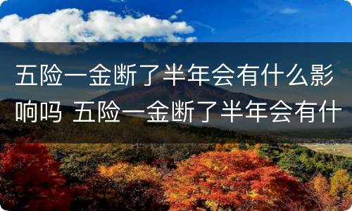 五险一金断了半年会有什么影响吗 五险一金断了半年会有什么影响吗