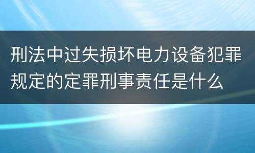刑法中过失损坏电力设备犯罪规定的定罪刑事责任是什么