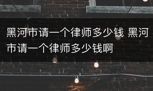 黑河市请一个律师多少钱 黑河市请一个律师多少钱啊