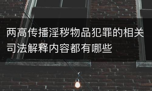 两高传播淫秽物品犯罪的相关司法解释内容都有哪些