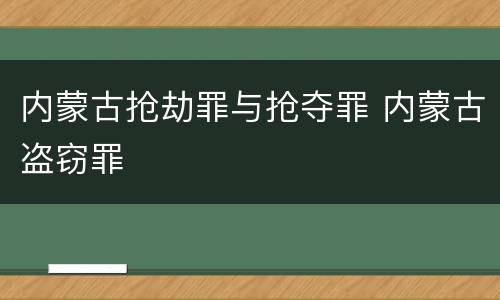 内蒙古抢劫罪与抢夺罪 内蒙古盗窃罪
