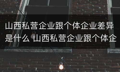 山西私营企业跟个体企业差异是什么 山西私营企业跟个体企业差异是什么样的