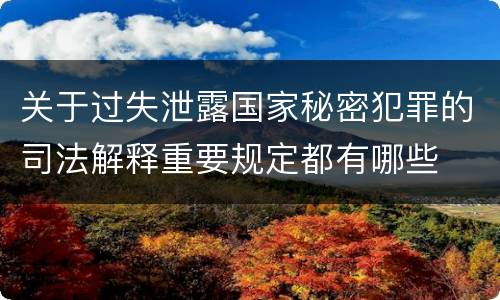 关于过失泄露国家秘密犯罪的司法解释重要规定都有哪些