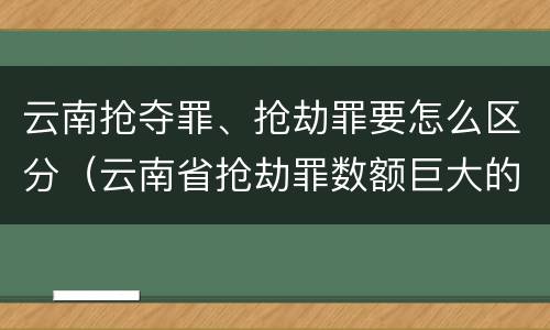 云南抢夺罪、抢劫罪要怎么区分（云南省抢劫罪数额巨大的标准）