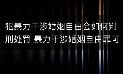 犯暴力干涉婚姻自由会如何判刑处罚 暴力干涉婚姻自由罪可以刑事和解吗