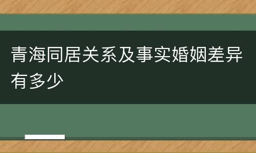 青海同居关系及事实婚姻差异有多少
