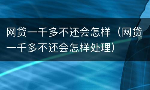 网贷一千多不还会怎样（网贷一千多不还会怎样处理）