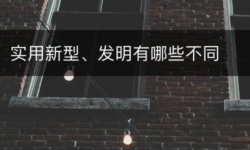 实用新型、发明有哪些不同
